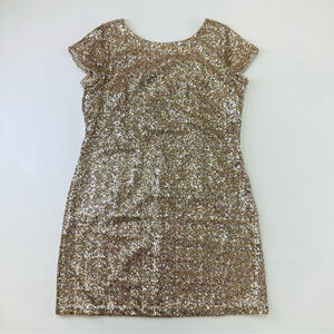 Gold sequin dress Large sheath cap sleeve Size Large White House Black Market